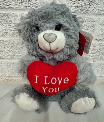 25CM PLUSH I LOVE YOU BEAR GREY