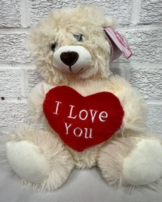 25CM PLUSH I LOVE YOU BEAR CREAM